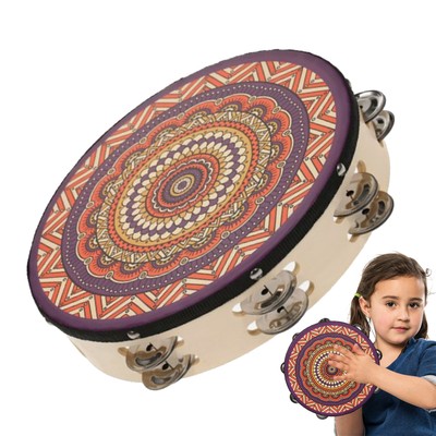 8 Zoll hölzernes musikalisches Tamburin, Tamborin-Trommel, rundes Percussion-Ge