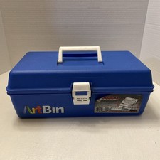 Preowned Vintage Art Bin Paint Supplies Storage Box  8199 Blue Fold Out Tray