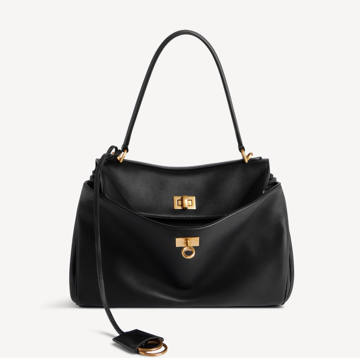 NWT BALENCIAGA Rodeo Calfskin Handbag Small Black Aged Gold Hardware Leather
