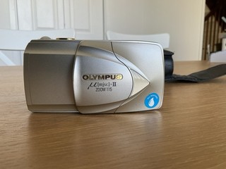Olympus mju II Zoom 115 35mm Film Camera Silver with Case