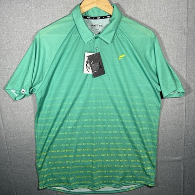 FLAG NOR FAIL Pique Performance Golf Polo Shirt Large ALL Over Print FGXFL NWT