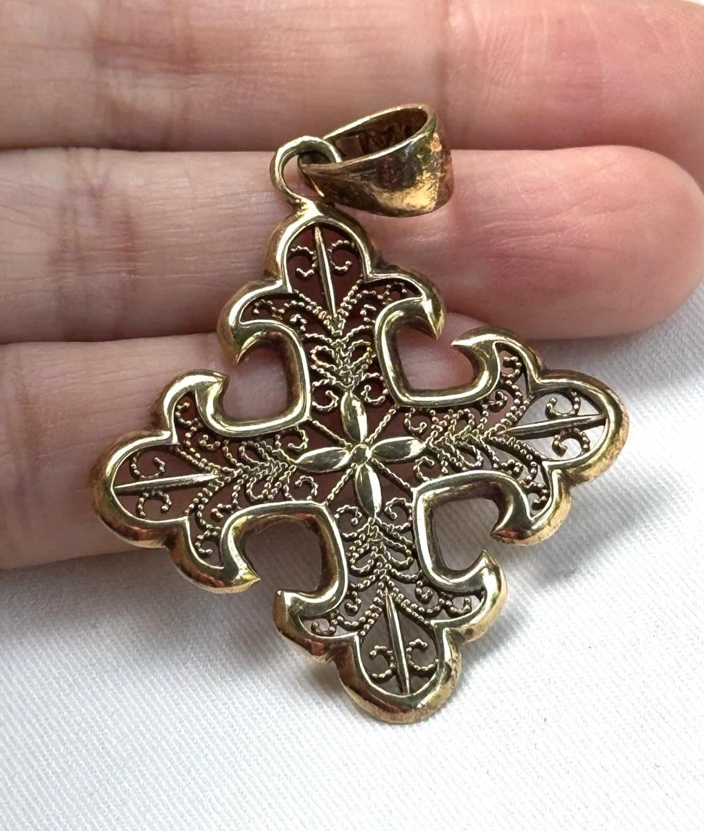 コレクション 925 Silver Gold Cross Pendant Set Vintage Cross Necklace for sale | eBay