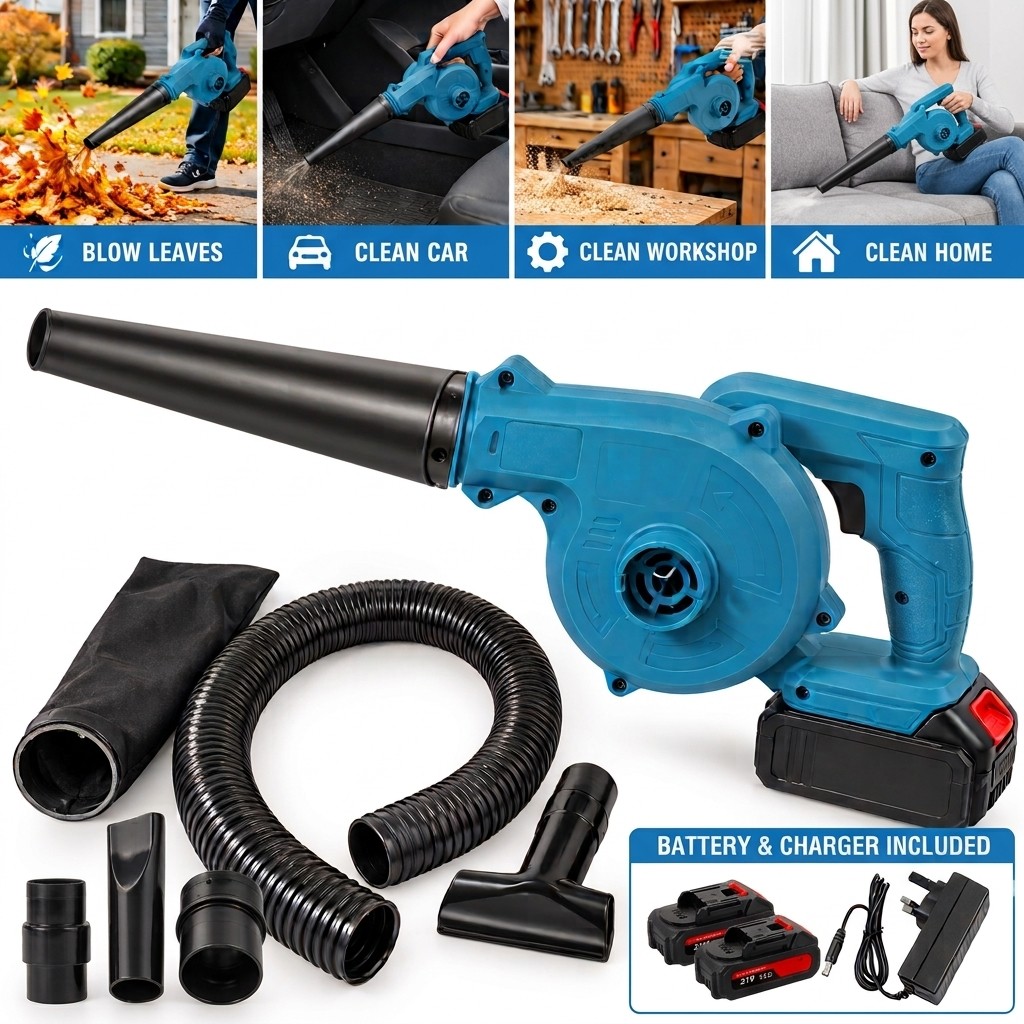2 Battery Electric Cordless Leaf Blower Suction Vacuum Snow Dust Air Blower NEW
