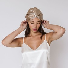 100 Pure Mulberry Silk Sleep Cap Double Layer Satin Bonnet Anti Frizz Wrap