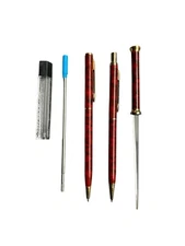 Marbelized Crimson Pen & Pencil Office Set W/ Lead & Ink Refill, Letter Opener
