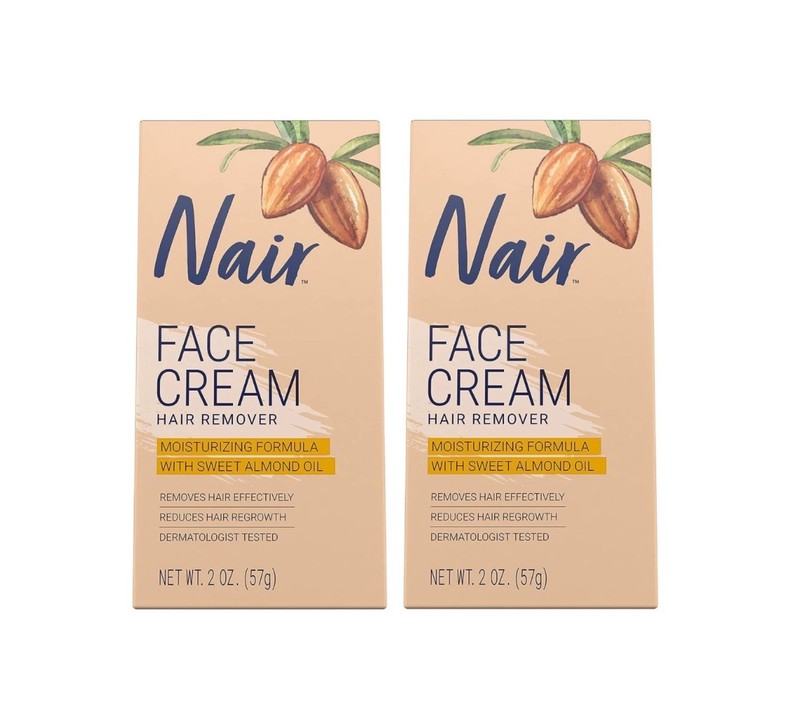 (2)  LOT NIB SM Nair Moisturizing Facial Hair Removal Cream 2oz ALMOND OIL
