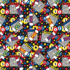 Games Fabric Bingo Day Card Balls Toss Black David Textiles YARD