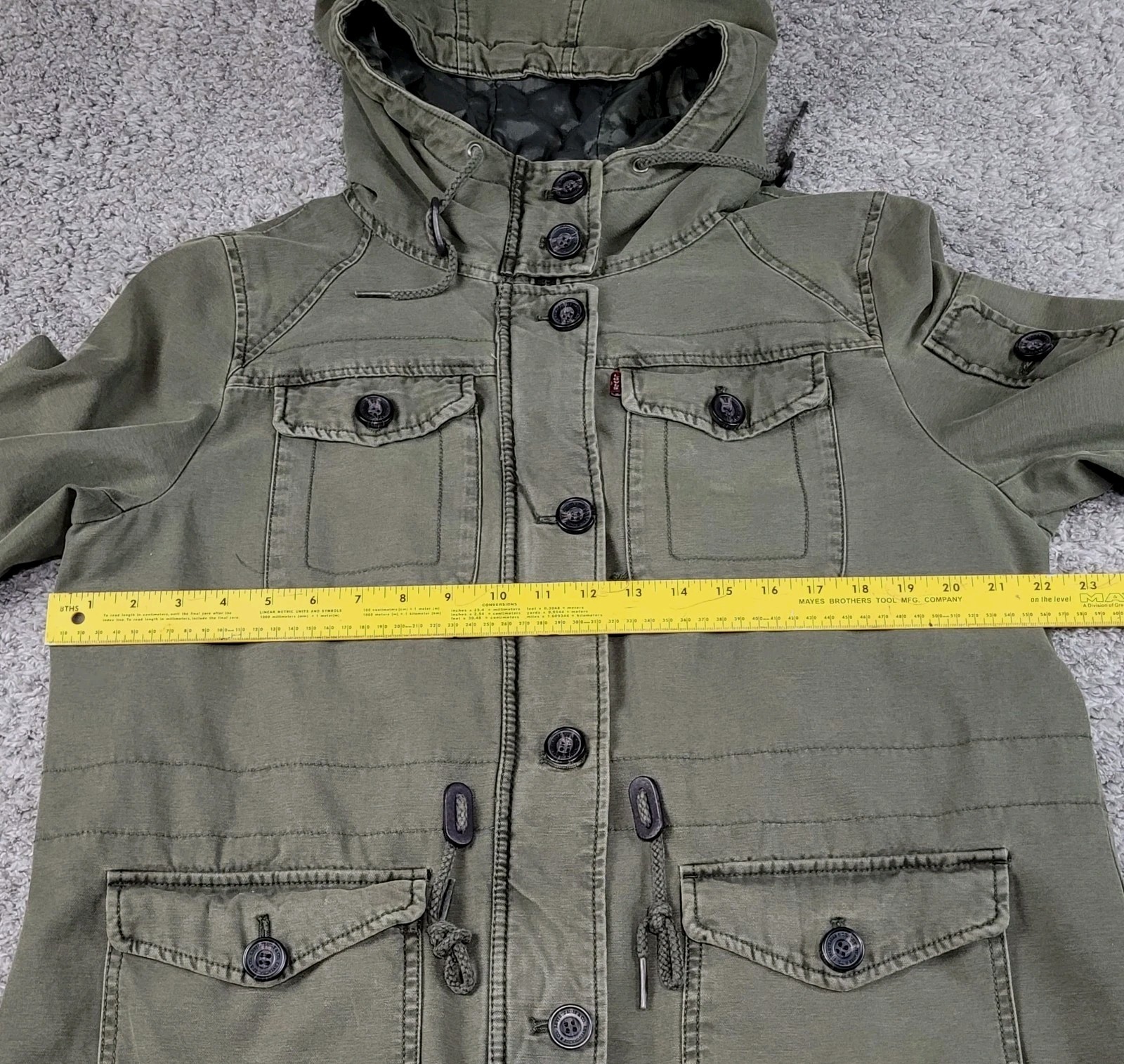 Levis Jacket Military Hooded Utility Drawstring Waist Cargo Women's Size XL thumbnail 9