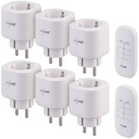 Revolt 6Er-Set Mini-Funksteckdosen Mit Fernbedienung, 30 Meter, 3.680 Watt