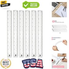Plastic Ruler, 6 Pack, 12 Inch, Easy-to-Read Markings, Scratch-Resistant Desi...