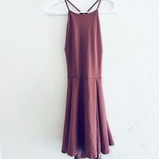 Windsor Women’s Size M Mauve Lace Trim Open Back Fit Flare Stretch Dress 