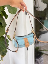 Mini bolso de hombro Coach Ashton en cuero exclusivo CEN11 dorado/azul claro