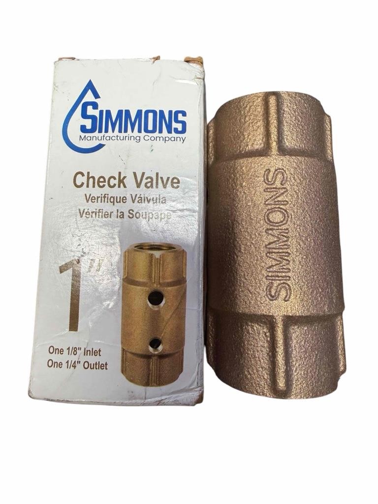 NEW Simmons 1" Check Valve 542SB Bronze For Cold Water