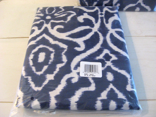 MAINSTAYS Navy Blue LOT/SET 2 TEXTURED CURTAIN PANELS Ikat Tie Dye 37" W x 63" L - Picture 3 of 8