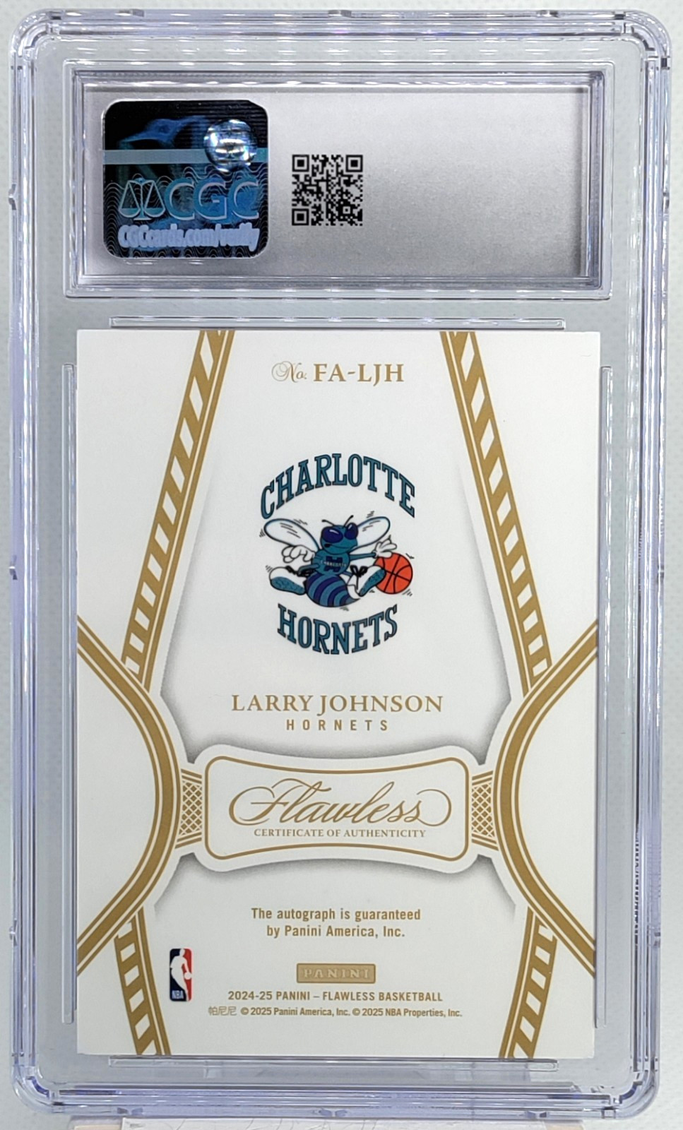 /8 Larry Johnson Auto 2024-25 Flawless ON CARD Autograph CGC 8 Blue Hornets SP view 4