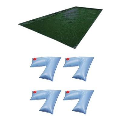 Swimline 20x40 Ft RipStopper Pool Cover + 4-Pack of Corner Water Cover Weights