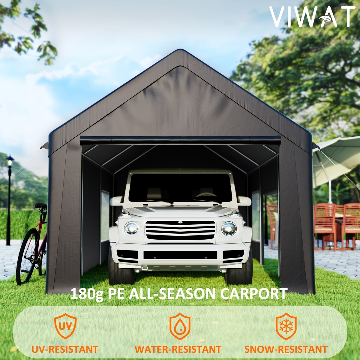 12 x 20FT Carport Canopy Heavy Duty Car Port with Side Doors