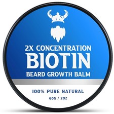 Biotin Beard Balm for Men, 2 oz - Natural Oil for Growth, Softening, Thickening