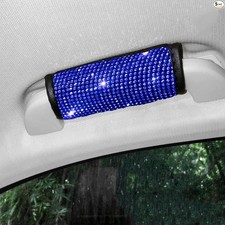 4 Pcs Crystal Diamond Car Door Handle Covers Bling Rhinestone Leather -L-Blue