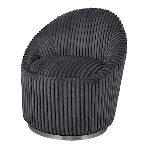 Uttermost Crue Contemporary Stainless Steel and Fabric Swivel Chair in Gray - Picture 1 of 9