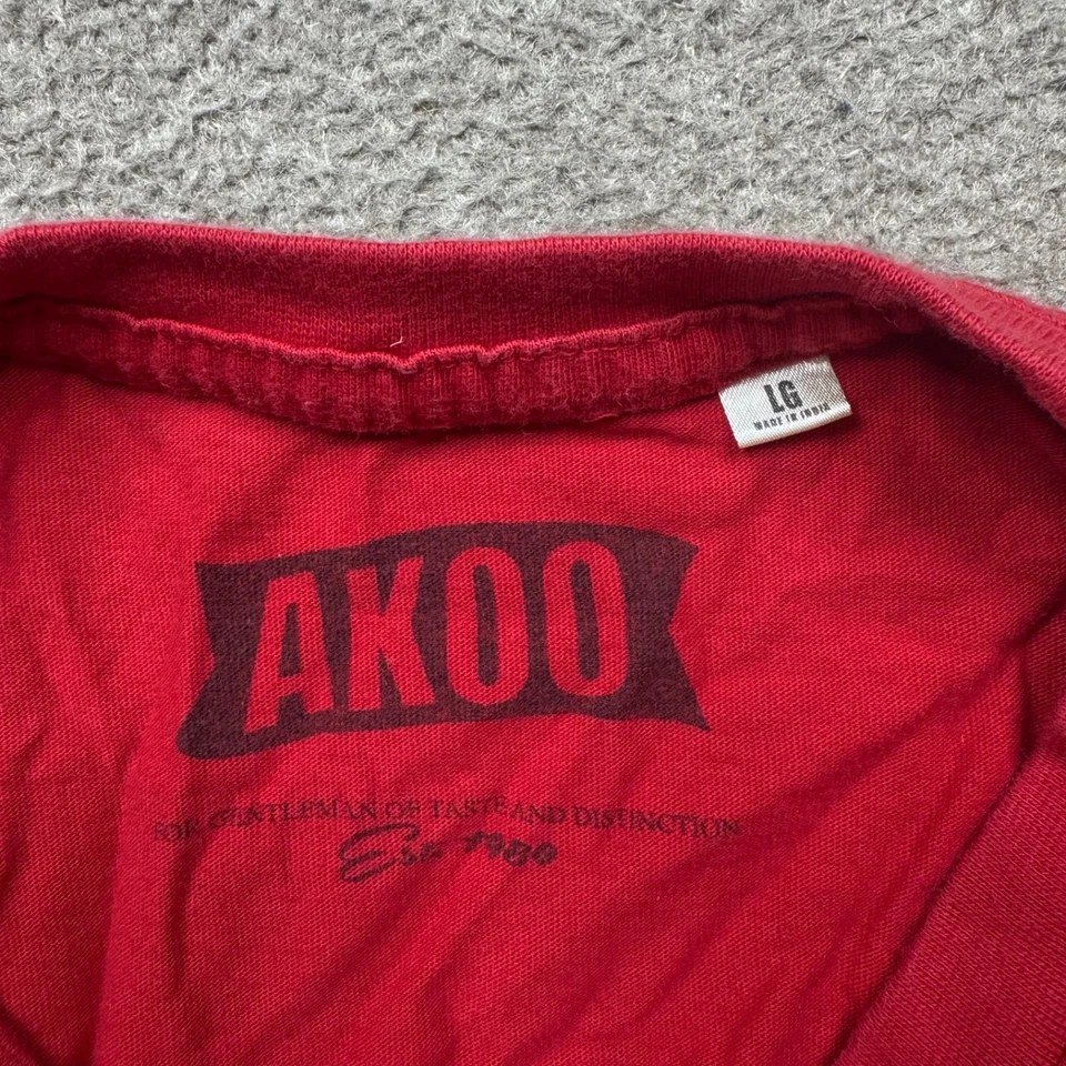 Camisa para hombre marca Akoo talla L roja manga corta cuello redondo ropa de calle Y2K vintage Foto 2 de 4