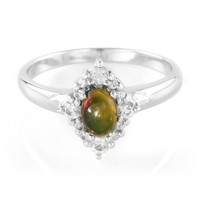 Cavill Ring Damen 925 Sterling Silber Opal 0,25Ct WeißEr Saphir Oval-