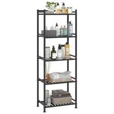 5 Tier Bathroom Storage Open Shelf Unit, Free-Standing Metal Corner Rack Shel...