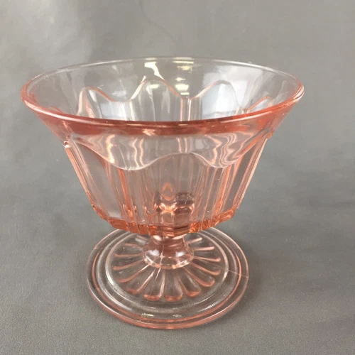 Vintage Anchor Hocking Colonial Knife & Fork Footed Pink Depression Sherbet Dish