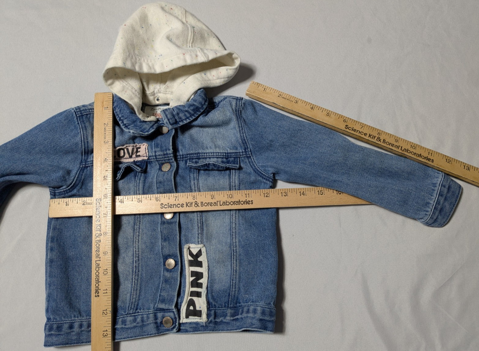 ZARA BABY GIRL x PINK PANTHER Toddlers 3/4 Removable Terry Hood Denim Jacket thumbnail 13