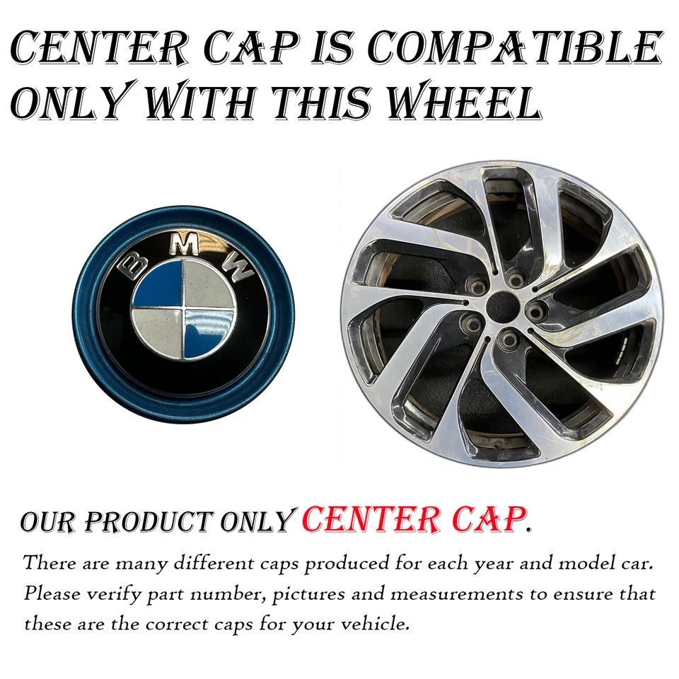 Tapa central para BMW i3 OEM 2014-2021 azul 6889175 01 6852052 02 86170 55 mm Foto 2 de 4