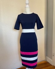 HELYO Navy & Pink Stripe Work Dress Size S