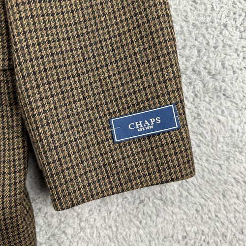 Chaps Blazer 42 normal braun Hahnentritt Lammwolle Jacke Mantel Schulterpolster - Bild 3 von 15