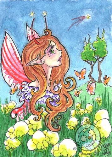 Wishing Wings Butterfly Spring Fairy Original Fantasy ACEO Illustration art ejw