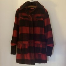 Alice + Olivia Women XS Plaid Red/Black Wool Mohair Blend Dress Coat-Flaw