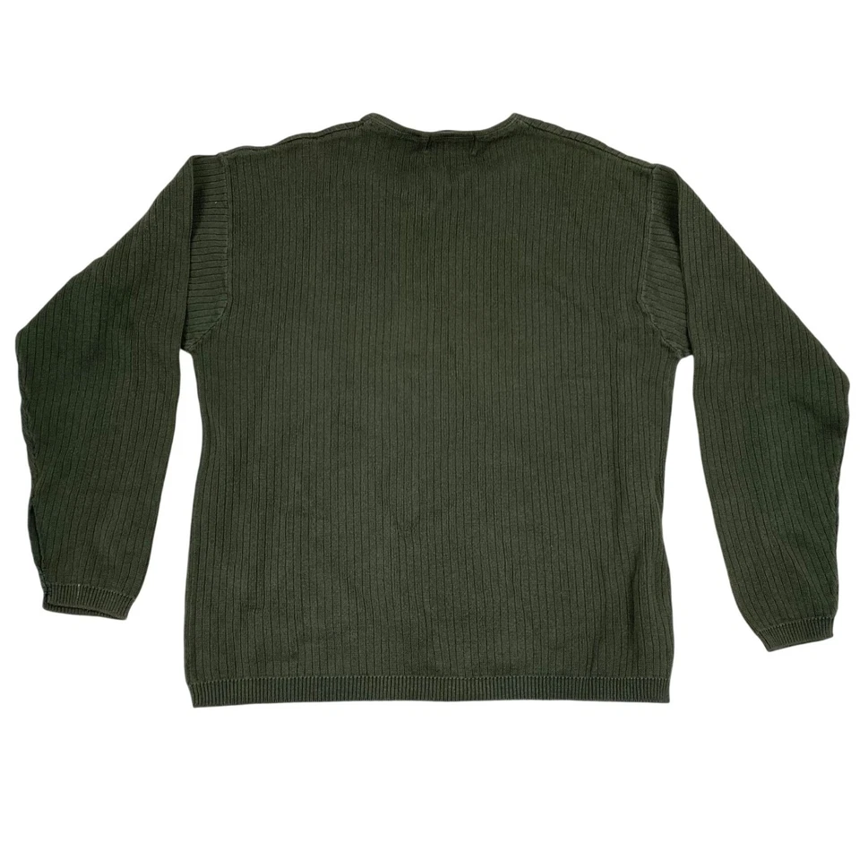 Suéter Fieldmaster para hombre cuello en V L verde tejido acanalado 100 % algodón Foto 2 de 4