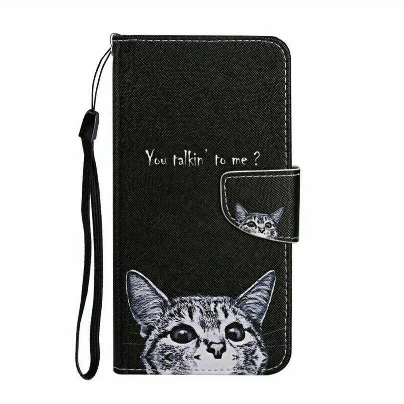 Flower Wolf Cat Butterfly Wallet Phone Case For Samsung S20 S21 S22 S23 A12 A52 - Image 3 of 4