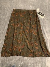 Sag Harbor Women  s Skirt Elastic Zipper Waist Dark Paisley Print XL