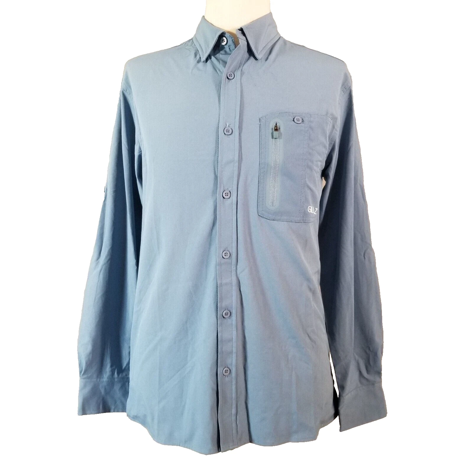 Gillz Shirt men's medium blue long sleeve dry fit stretch Outdoor fishing vented
