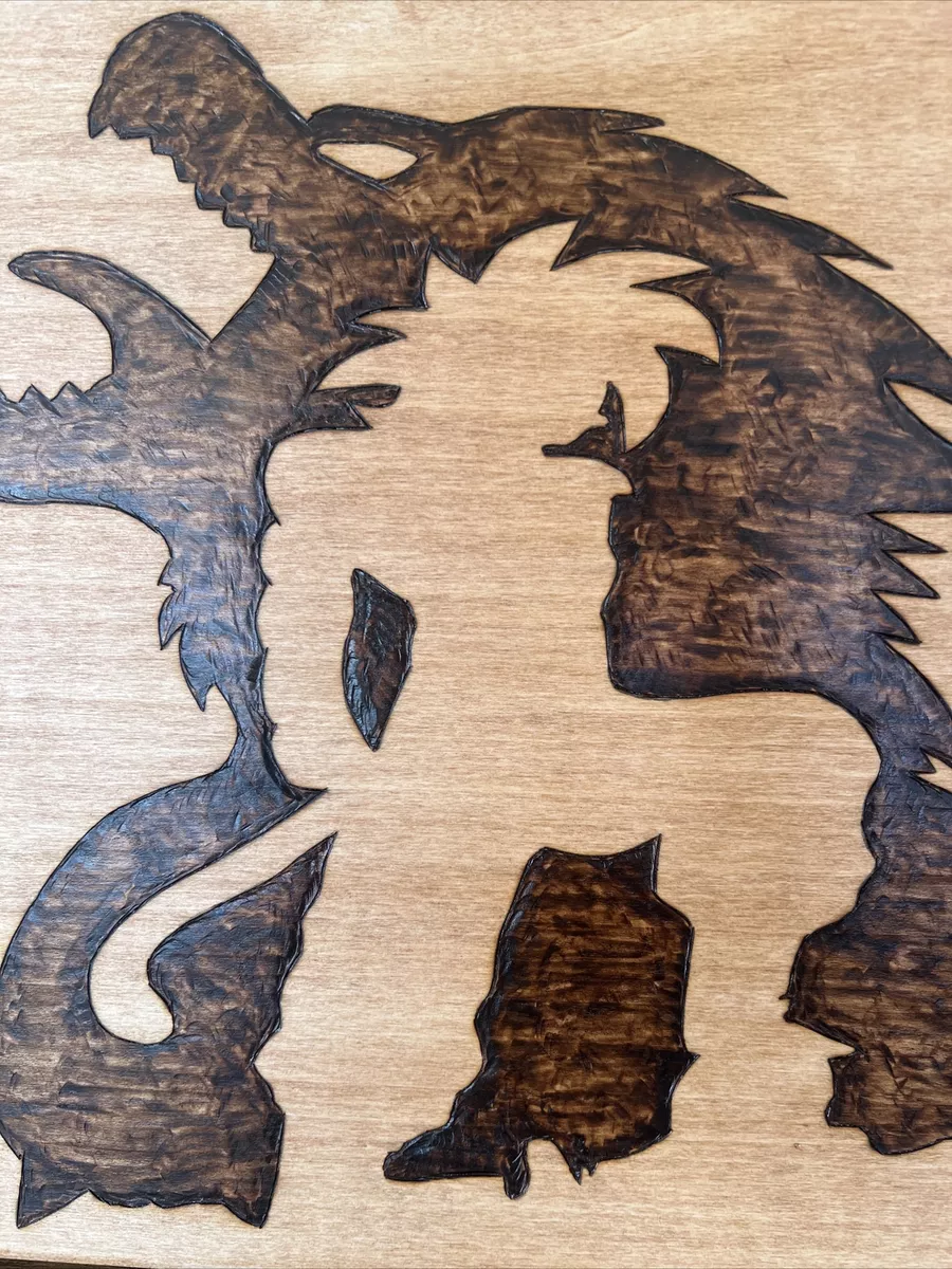 Dragon Ball Z Pyrography Manga Panel on Wood With Goku Nappa 