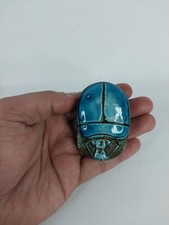 RARE ANCIENT EGYPTIAN ANTIQUITIES Statue Blue Scarab with Luck Hieroglyphic Bc