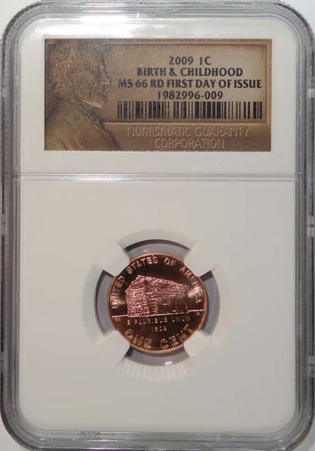 2009 Lincoln Bicentennial Cent / Birth & Early Childhood, Log Cabin NGC MS66 FDI