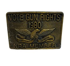 Vintage 1980 NRA Member Belt Buckle Vote Gun Rights Project Two Million