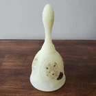 VTG Fenton Uranium Vaseline Yellow Custard Bell Satin Glass Handpainted Floral
