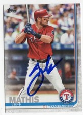 JEFF MATHIS Signed Autographed 2019 Topps Series 2 Two Card Auto Rangers #681