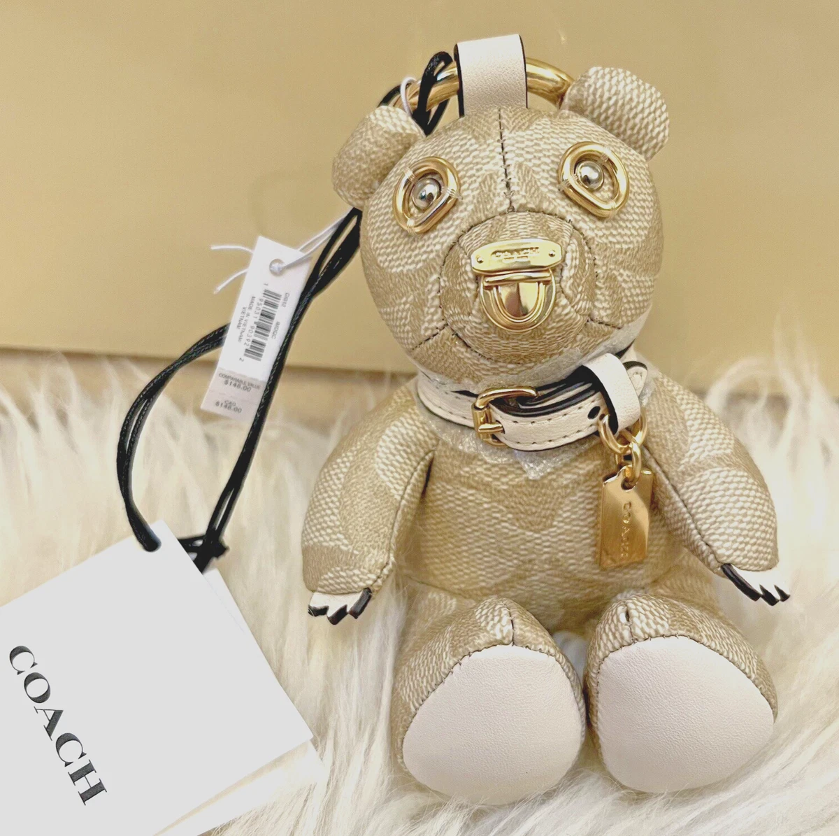 Coach Bear Bag Charm In Signature Canvas