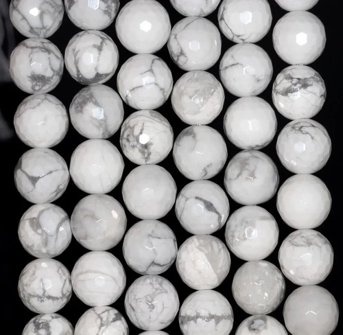 10 MM TÜRKIS HOWLITH EDELSTEIN FACETTIERT RUND LOSE PERLEN 15 ZOLL - Bild 1 von 4