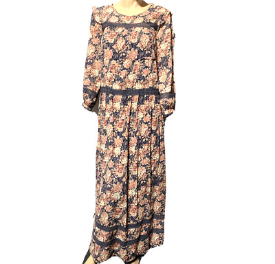 Current Elliot Maxi Dress Size 1 Women s S Floral Long Sleeve Crochet Lace Trim
