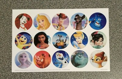 15 Assorted Disney Round Paper Stickers Sheet - Feat. Many Disney ...