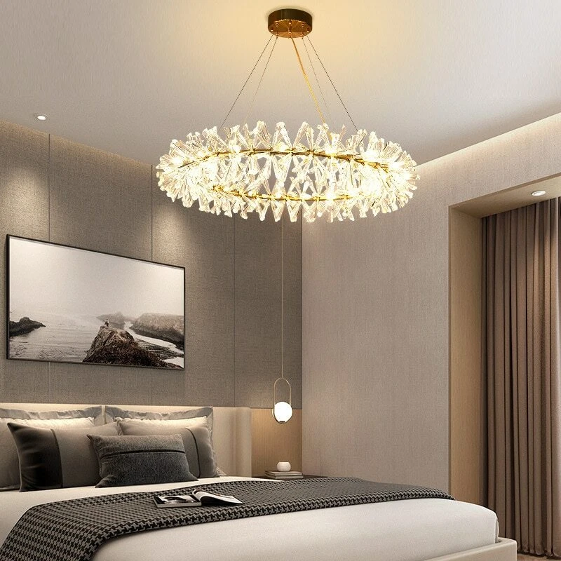 Flower Crystal Chandelier Luxury Ring Chandelier lighting Hanging Lamp Bedroom - Image 3 of 4