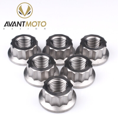 Titan hintere Kettenradmutter Bi-Hex Flansch M10 x (1,0 mm) poliert Menge x 6